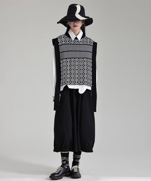 Geometric Jacquard Knit Vest